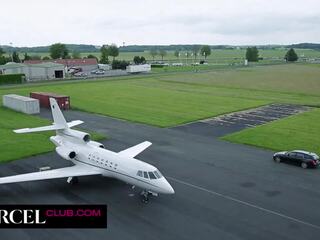 Exclusive trio and anal x rated clip inside a private jet